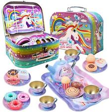 Kids Unicorn Tea Set With Teapot Tray Desserts With Carrying Box Ideal Party Set