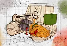 Aveling Barford GA road roller  Cutaway Art Poster Print