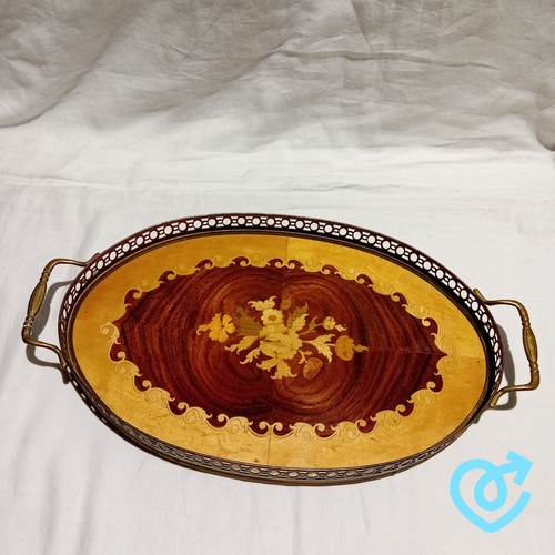Vintage italian marquetry oval - italian,
