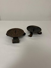 2x Vintage Brutalist Hammered Metal Candle Holder Tripod