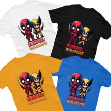 Deadpool VS Wolverine Mens Kids T shirt Funny Movie Mad Engine Unisex Gift Xmas