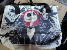 NIGHTMARE BEFORE CHRISTMAS 'JACK SKELLINGTON' ZIPPED STRONG CANVAS TOTE BAG *NEW