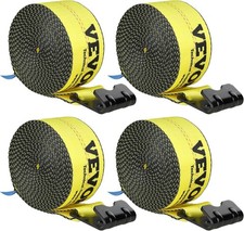 Truck Straps Winch Straps 4" x 30' with Flat Hook for Towing 10 Pack Yellow