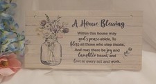 "A House Blessing" Message Wooden Plaque New