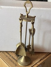 Brass Miniature Fireside Companion Set Scuttle Brush Tongs Poker Shovel