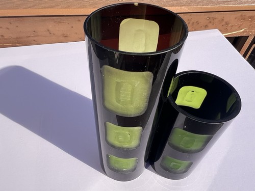 Two piece black green glass - black,