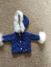 Vintage Sindy Doll 1965 Ski Winter Holiday Blue Quilted Anorak Coat Good Cond
