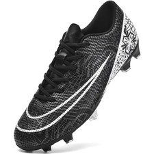 Mens Football Boots Firm Ground Sports Shoes Black RRP £40 New UK Size 8