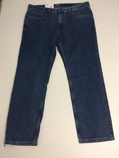 M&S Men's Jeans Mid Blue Denim Straight Fit Pure Cotton Durable New F1