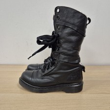 Dr Martens Triumph Aimilita Black Leather 12 Hole Fur Trim Fold Down Boots Uk 4