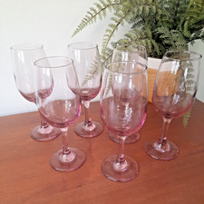 6 x Vtg Pink Plum Blush Wine
