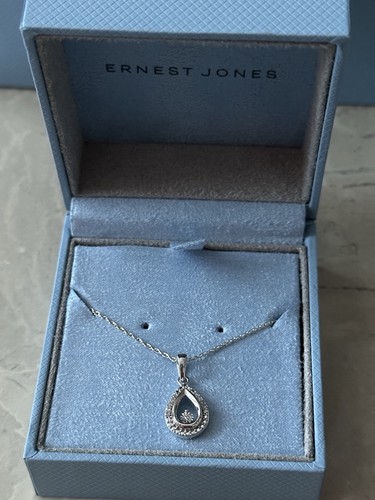 Sterling silver diamond pear - silver,