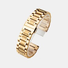 Replacement Strap Metal Stainless Steel Watch Band Curved Solid Clasp Bracelet