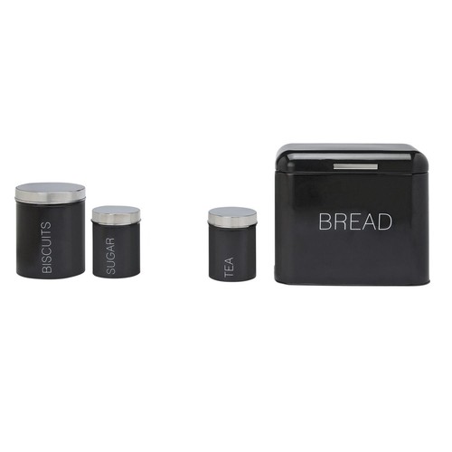 Black kitchen storage set 4pc - black,
