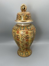 Satsuma-Style Antique Lidded Jar Japanese Detailed Ginger Temple Jar Moriage