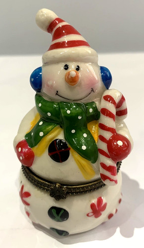 Porcelain snowman hinged - snowman,