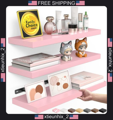 Pink floating shelves set 3 - floating,