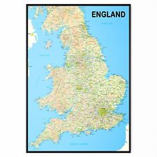 Map of England Wall Print Poster Travel Art photo to explore the UK A1 to A5