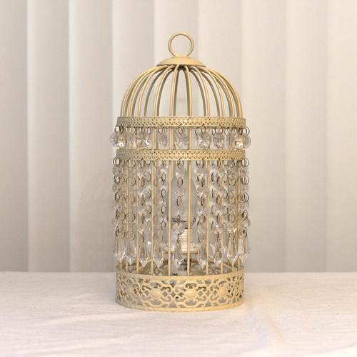 Cream birdcage crystal table - crystal,