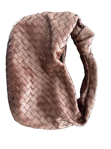 Brown leather dupe woven - leather,
