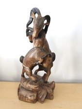 Vintage large Goat rams wooden
