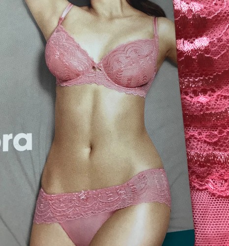 Coral pink lace - bra,