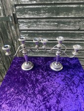 Vintage Silver Plated IANTHE Triple Candelabra Candlestick 3 candles Ornate X 2