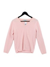 Brora Women's Jumper UK 12 Pink 100% Cashmere V-Neck Pullover
