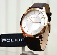 Genuine POLICE Designer Mens watch Brown leather Working RRP£189 (PO116
