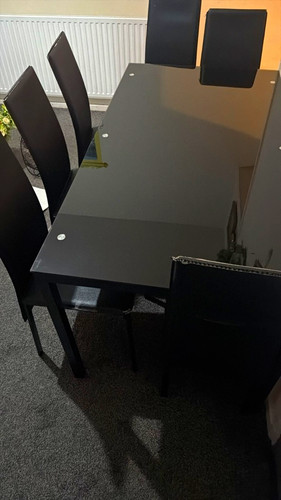 Black glass rectangular dining - black,