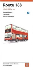 LONDON BUSES - LONDON GENERAL ROUTE 188 NEW TIMETABLE - DEC 2000