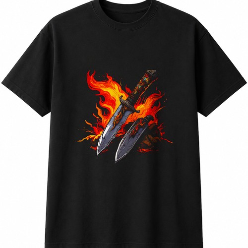 Bushcraft knife flames - in,