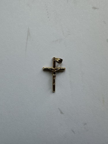 14k solid yellow gold crucifix - yellow,