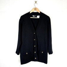Grazia Cardigan Womens Black Size 12 Wool Vintage Shoulder Pads Jacket