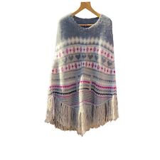 Joseph Pure Alpaca Wool Knitted Poncho Fair Isle Heart Design One Size Peruvian