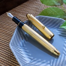 2000s Namiki Pilot Custom 745 Gold Pinstripe 18K #10 Gold F Nib Fountain Pen