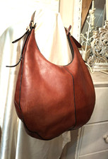 M&S Collection Real LEATHER Tan Brown Shoulder Hobo Slouch Shopper Bag Large