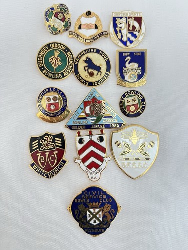 Vintage bowling club badges - vintage,