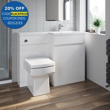 Bathroom Vanity Unit Basin 1100 mm Toilet Combined Furniture Right Hand RH White