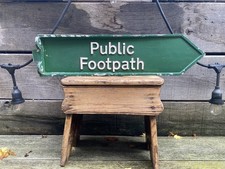 Vintage Mid Century Cast Aluminium Royal Label Factory PUBLIC FOOTPATH post sign