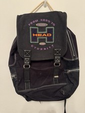Vintage 90s Head Backpack Black Embroidered Bag Rucksack