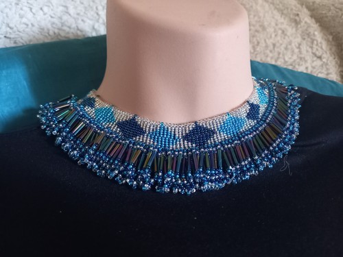 Blue silver zulu choker - blue,