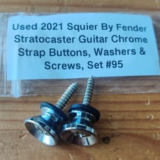 Used 2021 Squier By Fender Chrome Strat Tele Guitar Strap Buttons & Screws #95