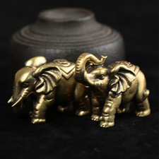 2 Pcs Brass Elephant Statues