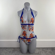 Y2K vintage leopard print monokini one piece swimsuit low v neck bust floral