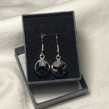 Antique Jet Button Silver 925