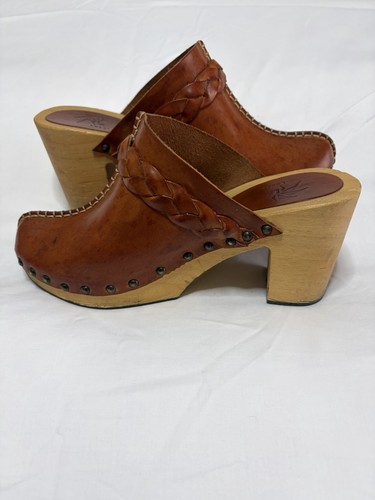 Italian leather wood cloggs - italian,