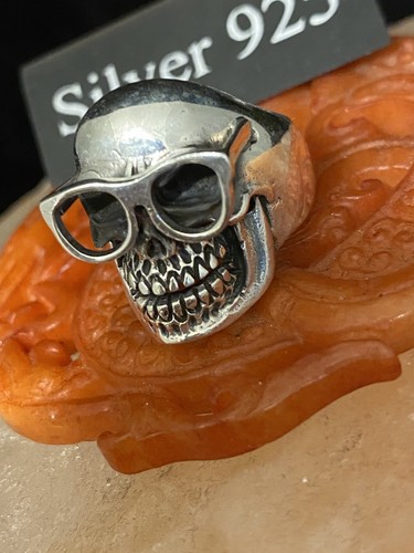Solid silver skull with - solid,