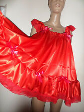 RED SATIN BABY DOLL NIGHTIE SATIN KNICKERS LACE TRIM SIZE LARGE 