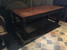 Rare Elizabethan 16th Century Carved Oak Library Dining Centre Refrectory Table